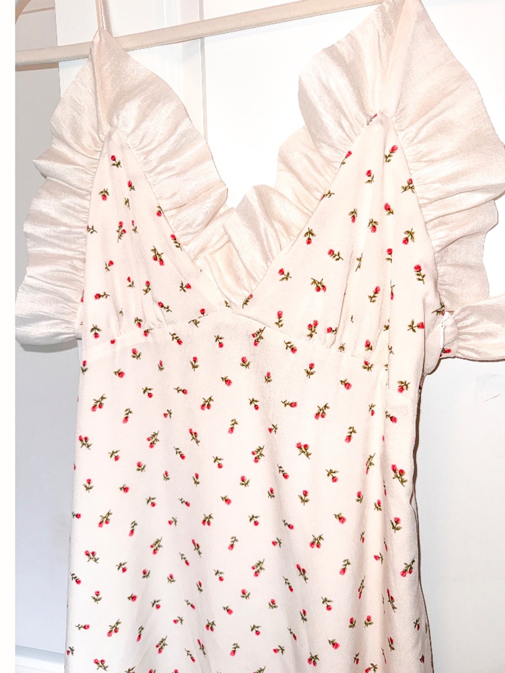 Sister Jane Rose Ruffle Dress Spaghetti Strap Midi sz M - Picture 3 of 7